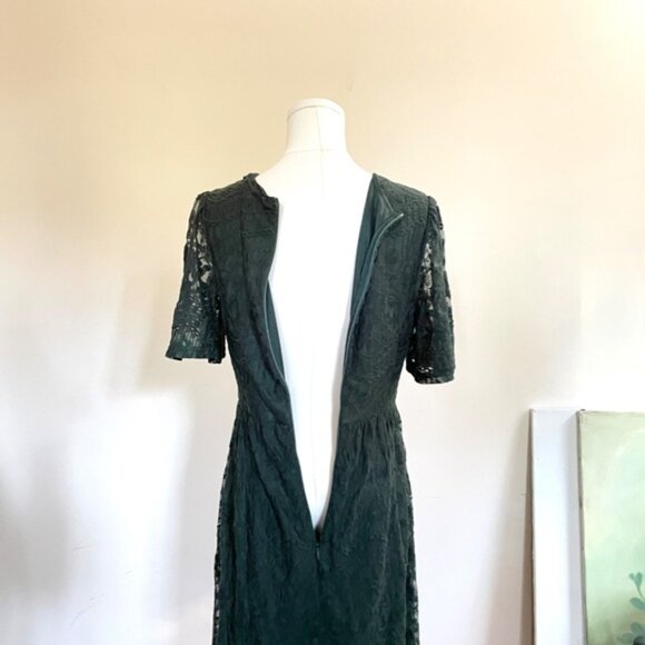 Forest Fairy Lace Midi Dress Medium Romantic Cottage Autumn Wedding Guest Grunge - Picture 7 of 14